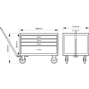 Cofre 26" Con Ruedas Y 4 Cajones