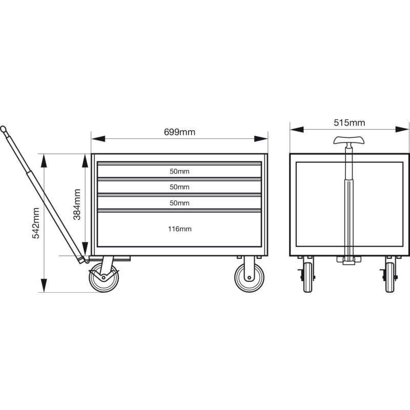 Cofre 26" Con Ruedas Y 4 Cajones