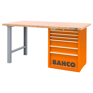 Banco de trabajo azul con 6 cajones