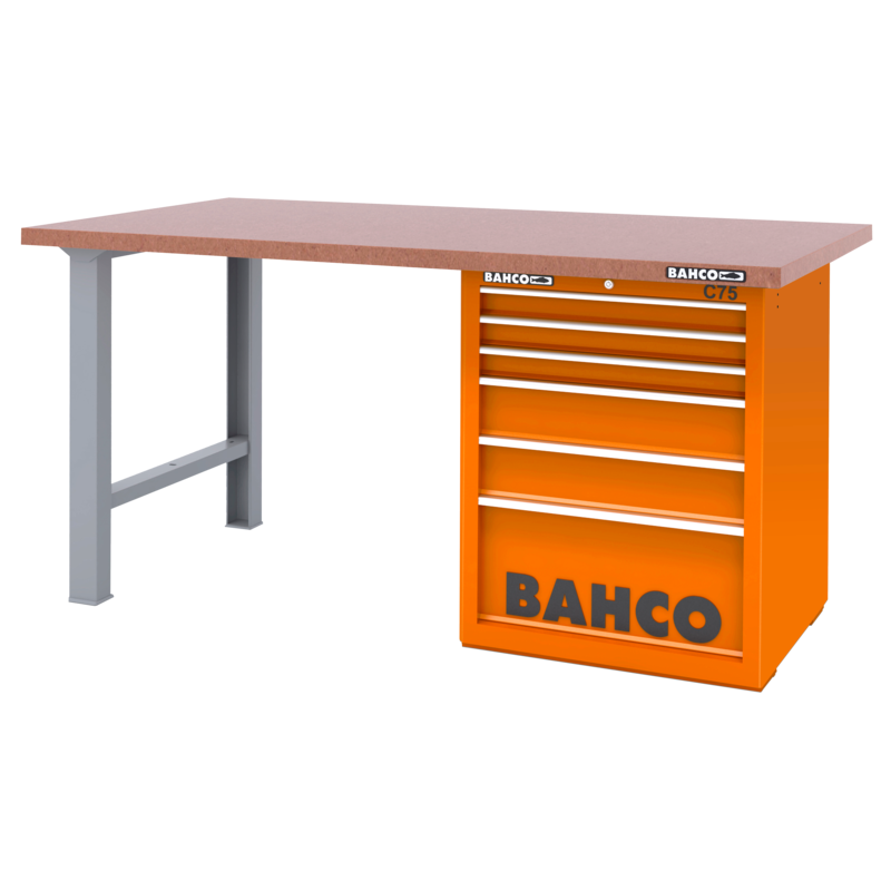 Banco de trabajo azul con 6 cajones