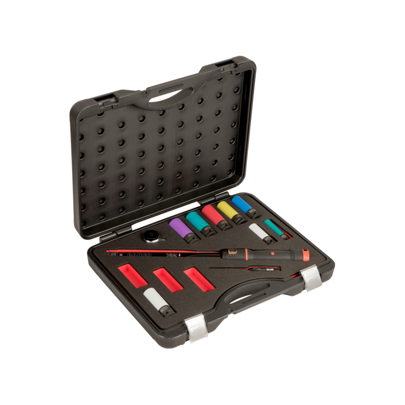 Maletín con llave dinamométrica ajustable y juego de herramientas de impacto - 11 piezas