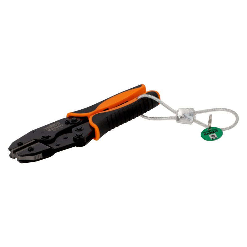 Alicates de engaste de carraca para conectores no aislados con bucle metálico fijo 225 mm