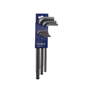 Juego de llaves hexagonales de bola cromadas con soporte