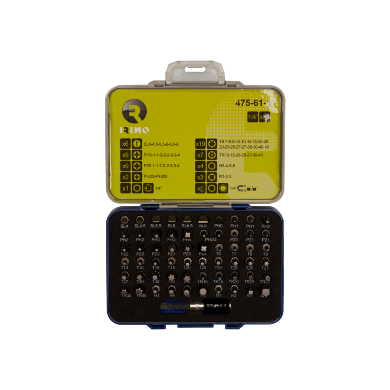 Juego de puntas de 1/4" con adaptador y portapuntas de lib. ráp.