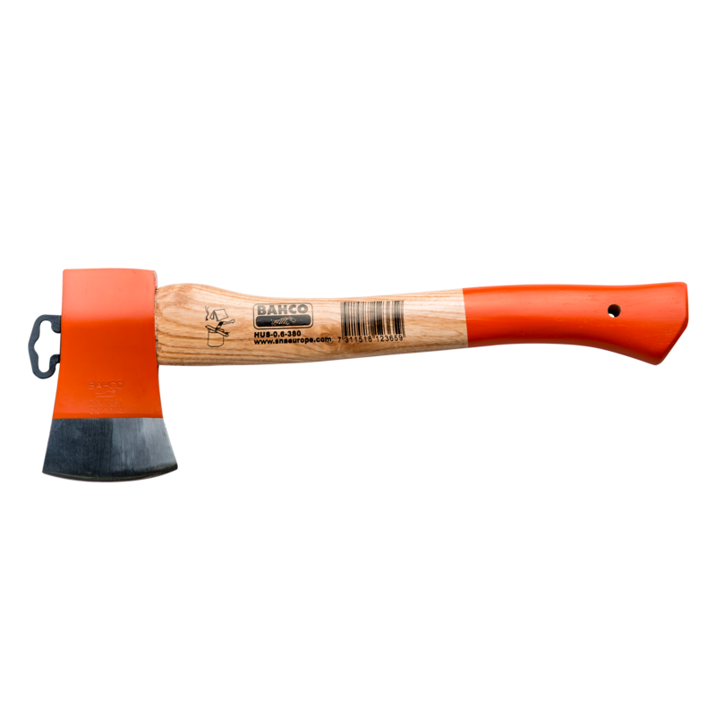 Hacha camping con mango de fresno curvado y agarre suave y diseño americano de 500 mm y 1