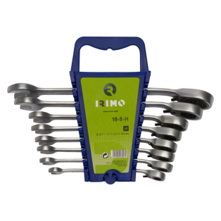 Juego de llaves combinadas con carraca y soporte