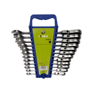 Juego de llaves combinadas de cabeza flexible con carraca y soporte