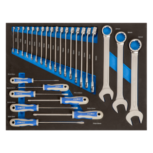 Llaves combinadas y destornilladores en foam 3/3 (27 piezas)