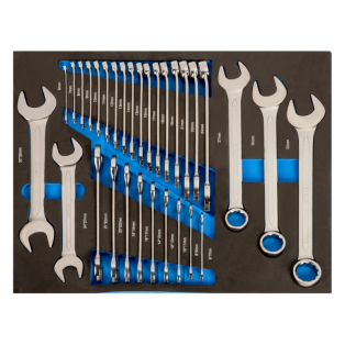 Llaves combinadas y llaves fijas en foam 3/3 (31 piezas)