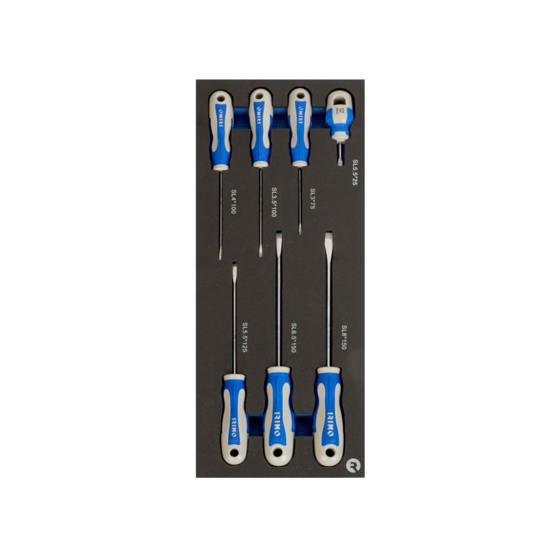 Destornilladores rectos y ranurados en foam 1/3 (7 piezas)