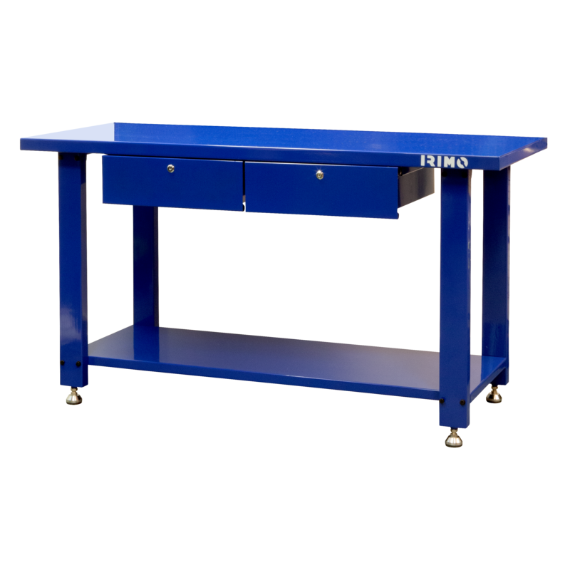 Banco de trabajo de acero resistente con 4 patas