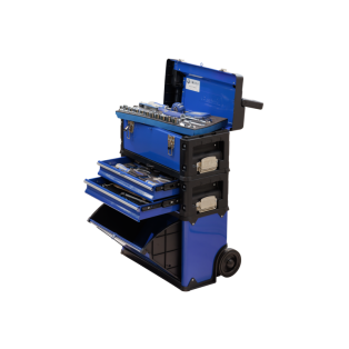 Torre de caja de herramientas sobre ruedas con 98 herramientas en foams