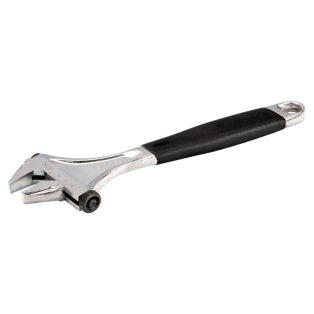 Llave ajustable para industria pesada de moleta lateral de 35 mm con mango de goma y acabado cromado de 257 mm