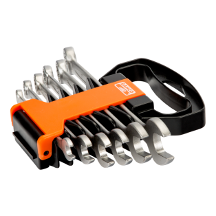 Juego de llaves planas combinadas métricas (6 piezas/soporte de plástico)