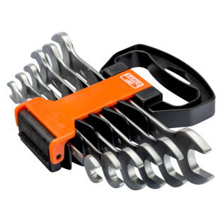 Juego de llaves fijas de dos bocas métricas (6 piezas/soporte de plástico)