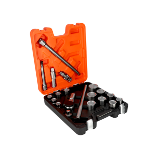 Juego de llaves de vaso de 3/4" con perfil hexagonal métrico y cabeza de carraca - 20 piezas/caja