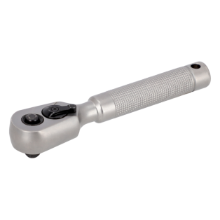 Carraca reversible corta de 1/4" con cabeza tipo pera