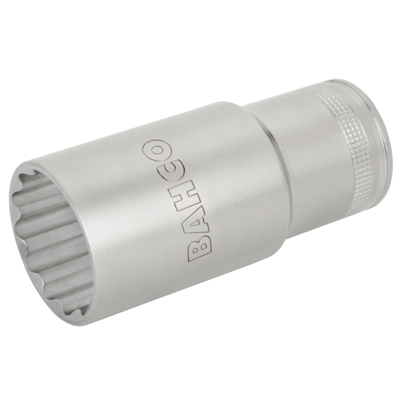 Vaso serie larga con cuadradillo de 1/2" y perfil bi-hexagonal de 34 mm en blíster