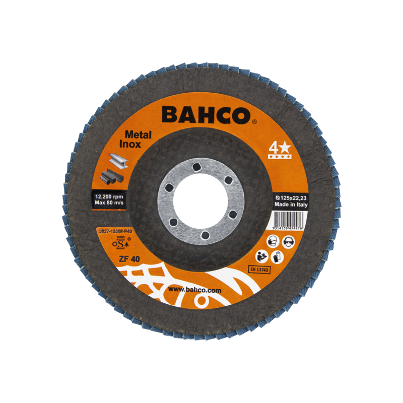 Discos abrasivos flexibles para inox y metal 125 x P40 x 22.23mm - 3 piezas