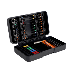 Juego de puntas de impacto de 1/4" para tornillos ranurados/ Phillips/ Pozidriv/Hex/ TORX®/TORX® Tamper/Robertson - 54 piezas