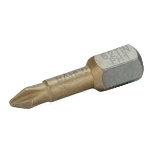 Punta de torsión TiN 1/4" para tornillos Phillips PH2 de 25 mm (10 piezas/caja de plástico)