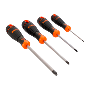 Juego de destornilladores Phillips BahcoFit con mango de goma - 4 piezas