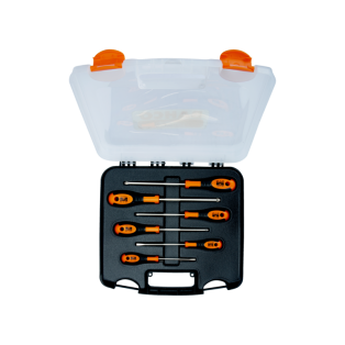 Juego de destornilladores ranurados/Phillips/Pozidriv con mango de goma