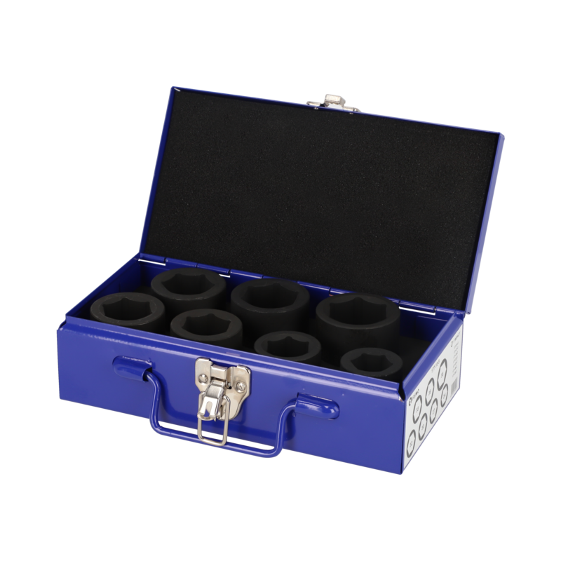 Juego de vasos de impacto de 1" en caja de metal