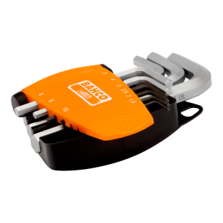 Juego de 9 llaves tipo allen hexagonales métricas con acabado fosfatado/cromado y soporte bi-componente compacto