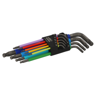 Juego de 9 llaves tipo allen hexagonales de colores con bola 1.5 mm-10 mm