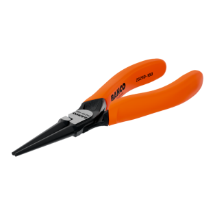 Alicates de boca redonda con mangos recubiertos de PVC y acabado fosfatado (140 mm)