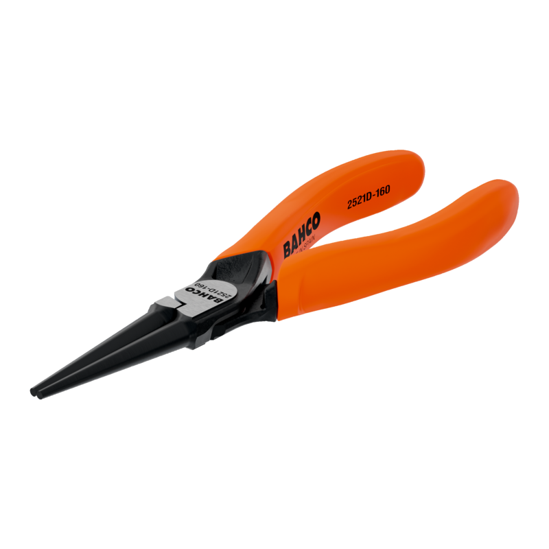 Alicates de boca redonda con mangos recubiertos de PVC y acabado fosfatado (140 mm)